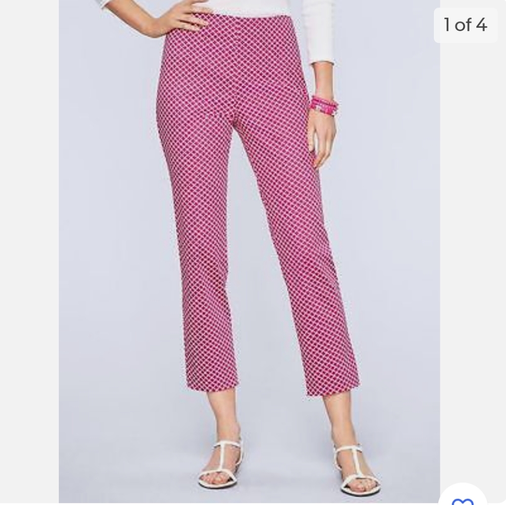 Talbots Fuchsia Heritage Capris Pants Size 8P Argyle Pattern